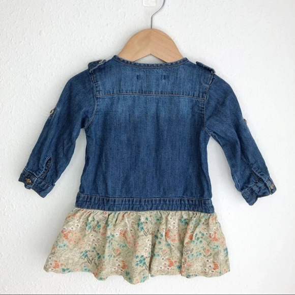 Mayoral dress long sleeve denim with floral corduroy skirt size 9 months - Picture 2 of 12